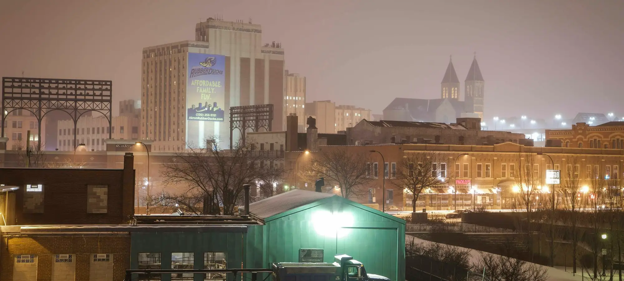 Downtown Akron, Ohio, at night