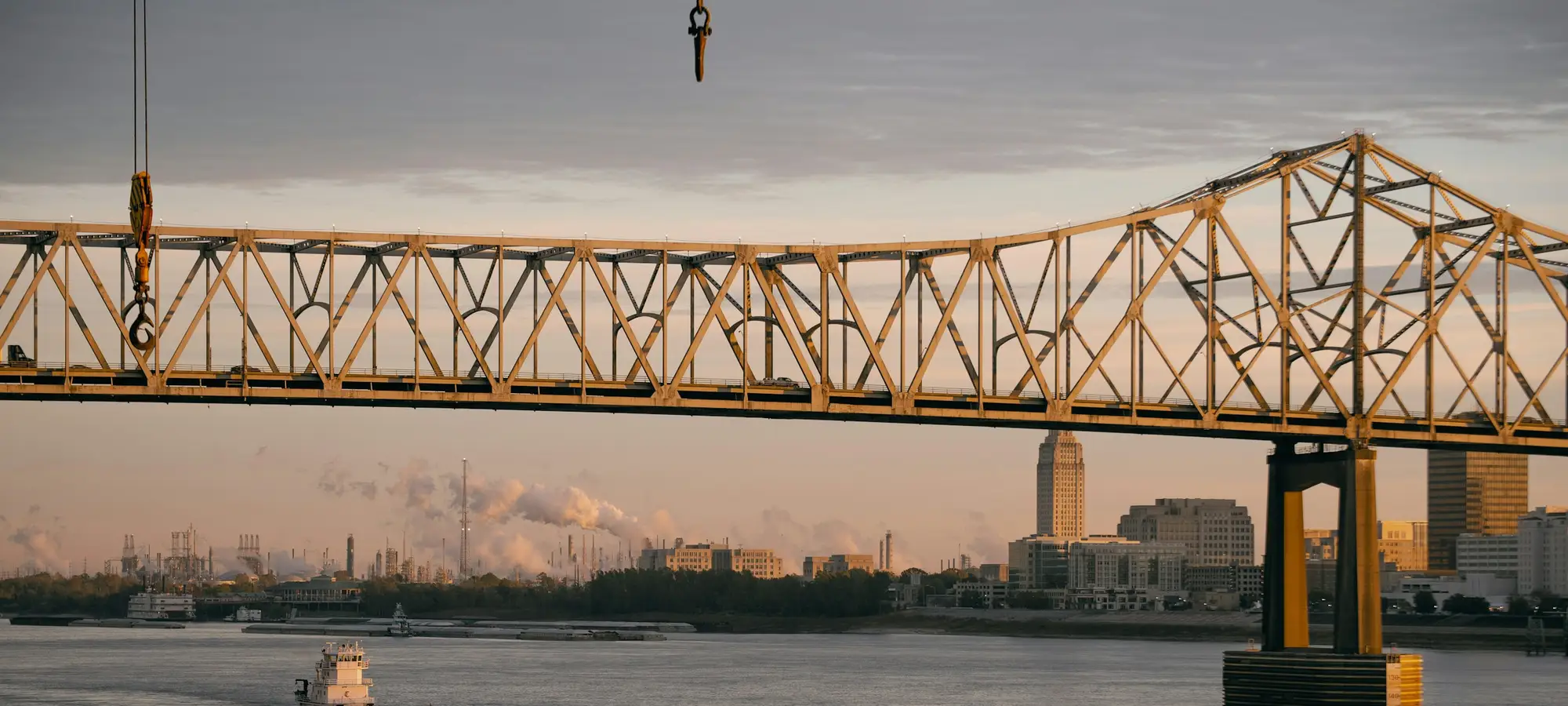 Mississippi River bridge with downtown Baton Rouge beyond