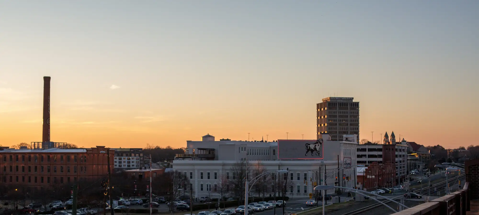 Downtown Durham at sunset