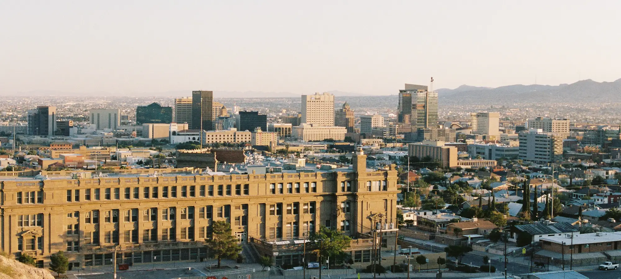 Downtown El Paso with the mountains beyond
