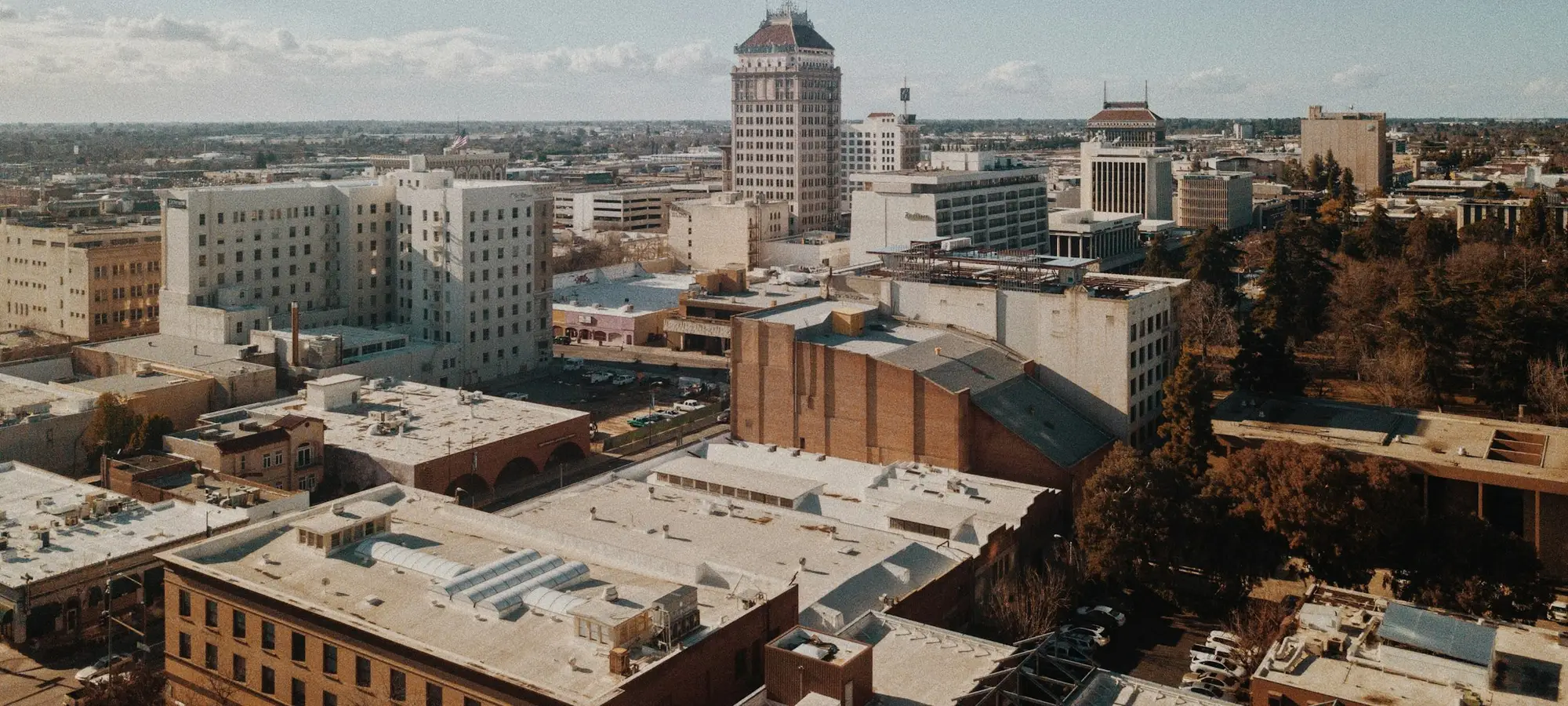 Aerial view of downtown Fresno, California