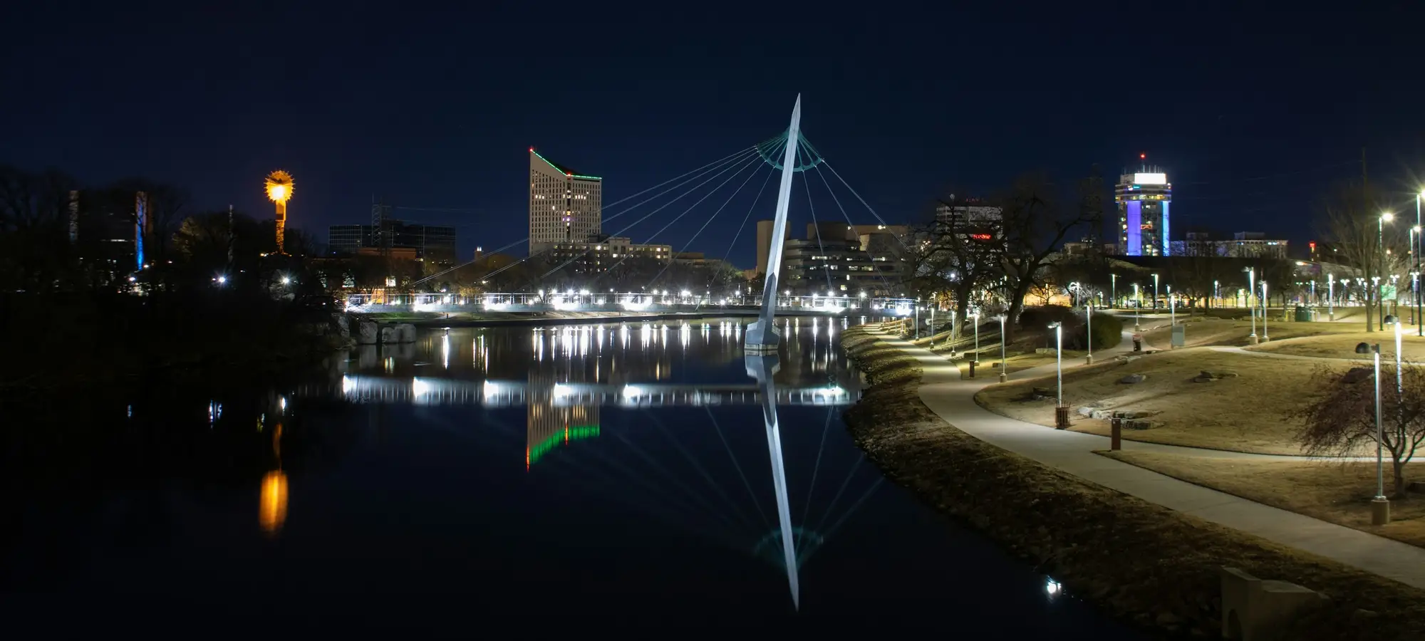 Wichita riverfront at night