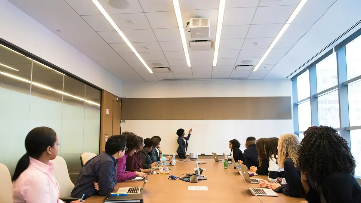 Sales team in a training session