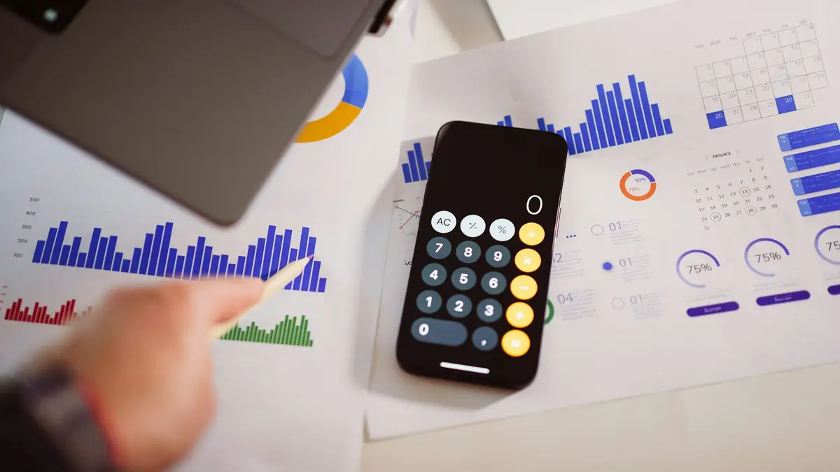 Calculator on top of budget charts